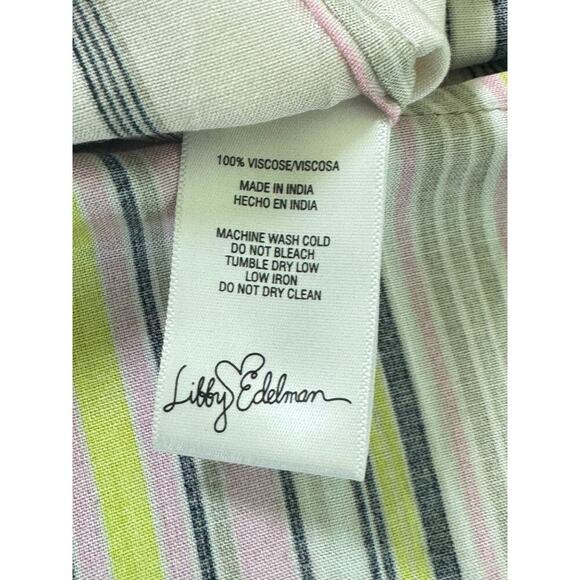 New LIBBY EDELMAN High-Low Dreamy Multicolor Striped Sleeveless Blouse Sz L - Picture 12 of 13